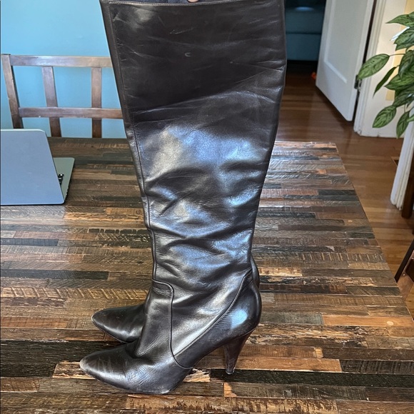 Via Spiga Chocolate Brown Leather Heeled Boots - Picture 3 of 8